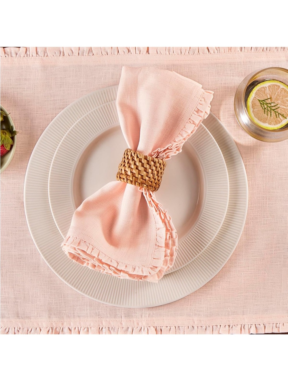 Solino Home Peach Cloud Linen Dinner Napkins 20 x 20 Inch - 100% Pure Linen
